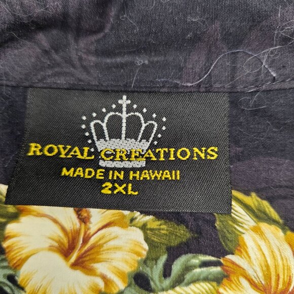 Royal Creations Hawaiian Black Floral Short Sleeve Shirt 2XL 100% Cotton - Picture 2 of 7